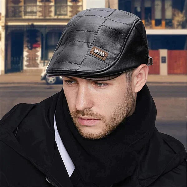 🧢[Korlátozott idejű ajánlat]🧥Vintage bőr barett! Unisex, meleg és sokoldalú ~