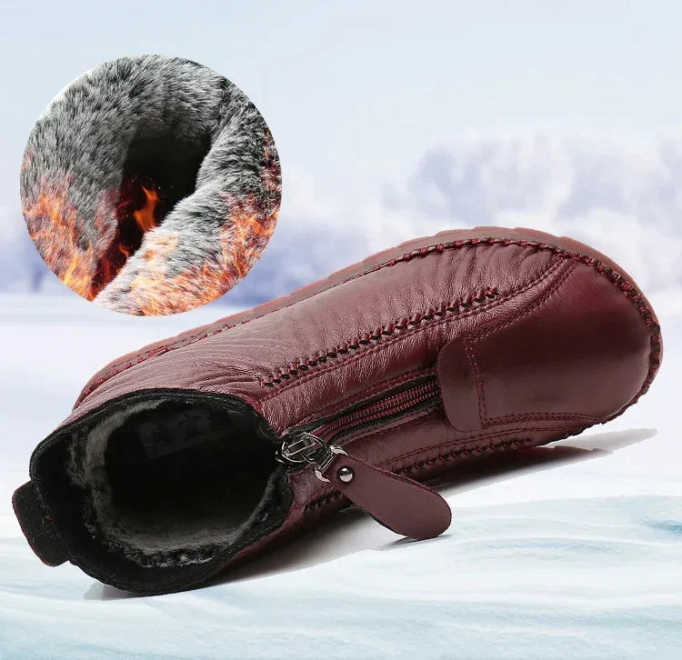 🔥Utolsó napi akció – 50% kedvezmény - Női csúszásgátló bokacsizma természetes bőrből